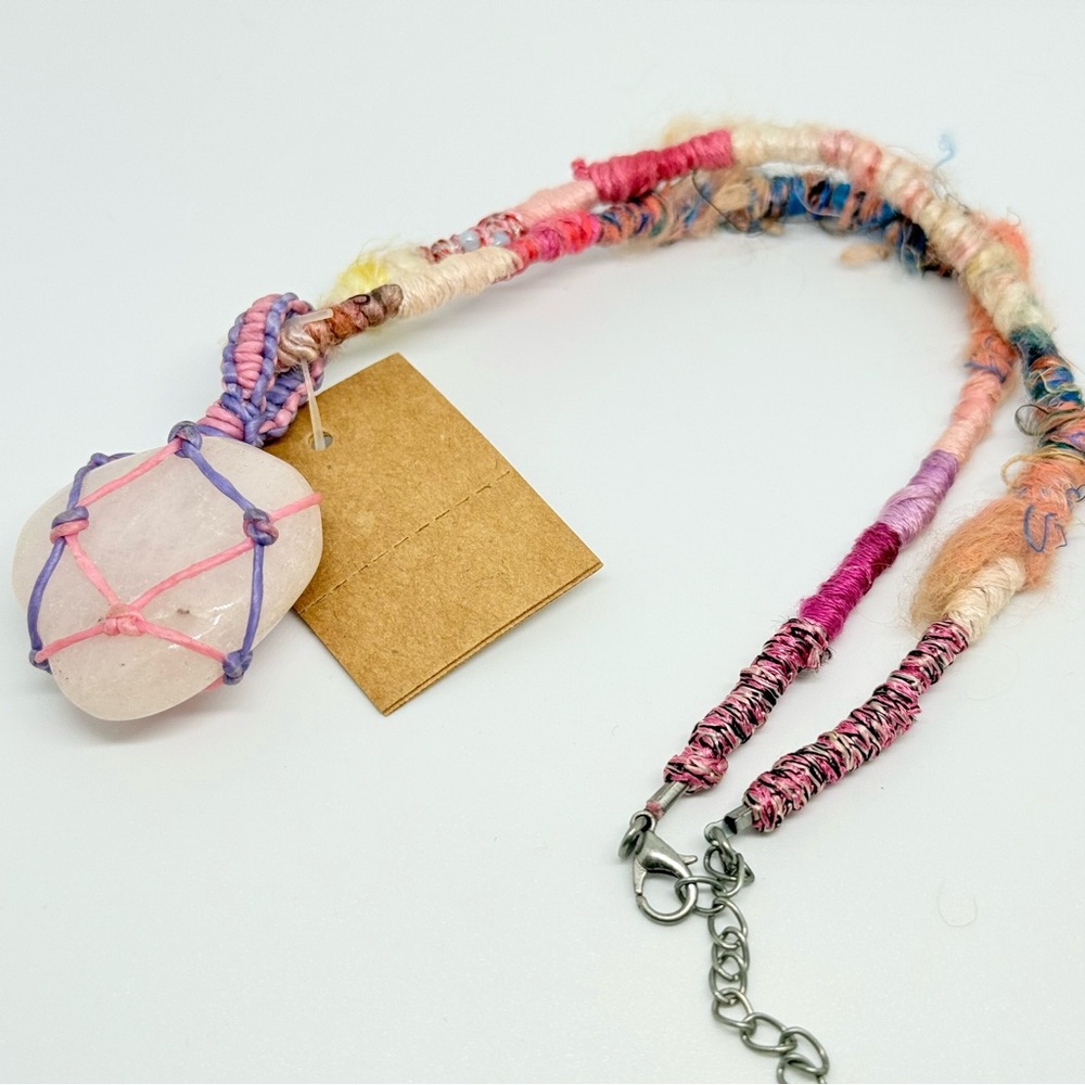 Handcrafted Pink and Purple Stone Necklace